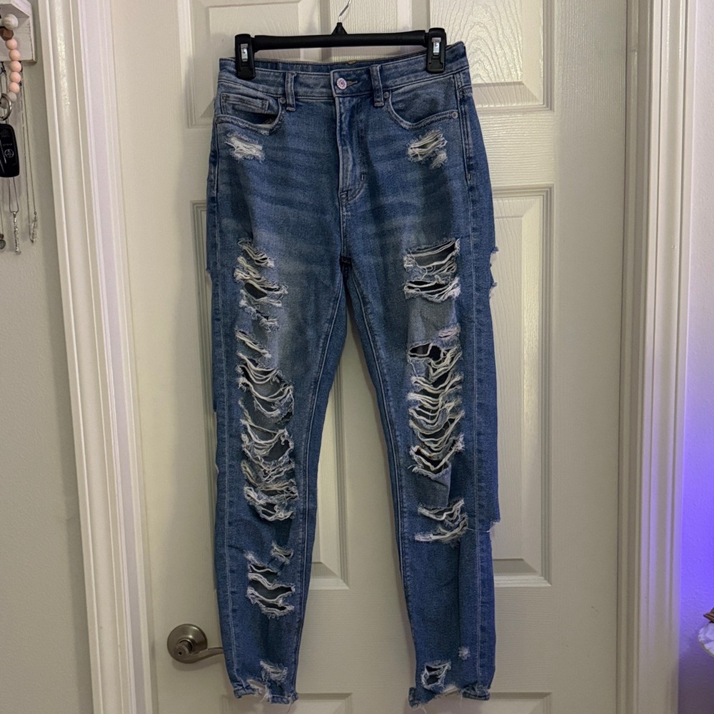 American Eagle Outfitters Ripped Blue Boyfriend Jeans